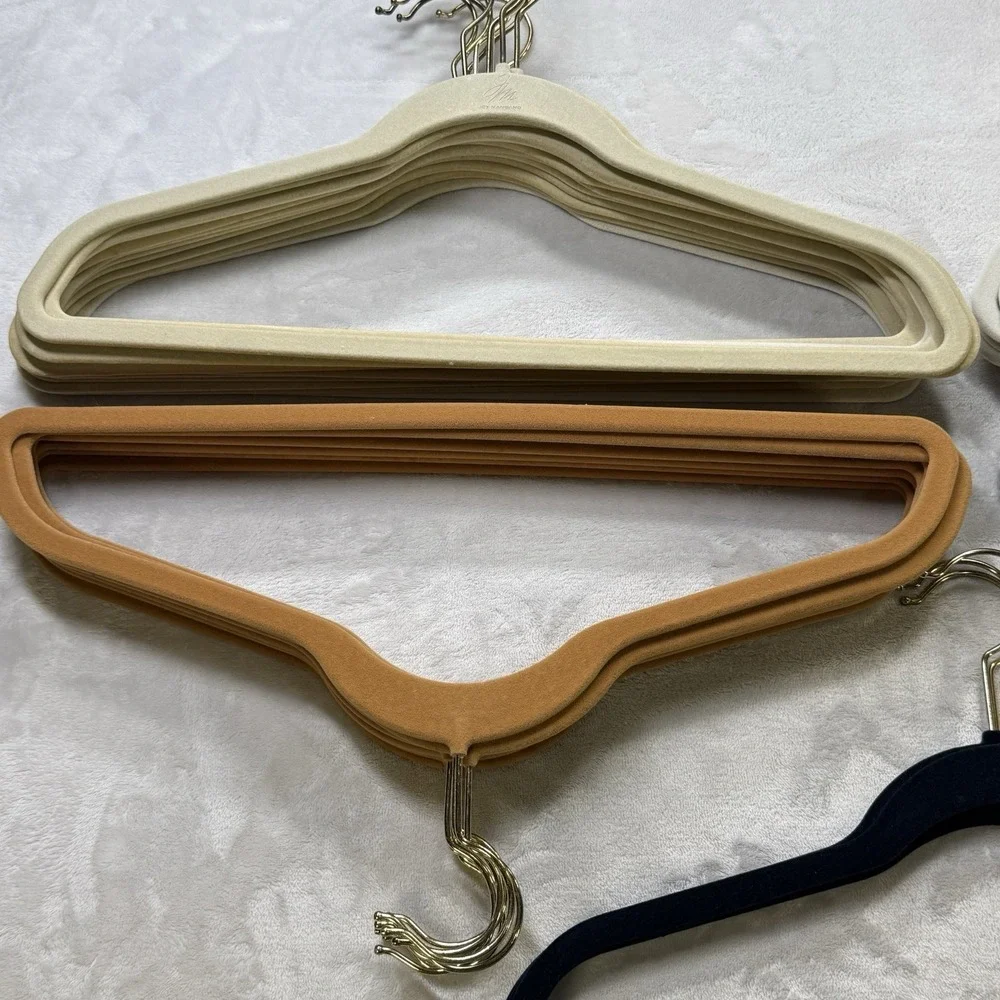 Lot‎ 57 Joy Mangano Velvet Clothes Hangers Mixed Colors Gold Hooks